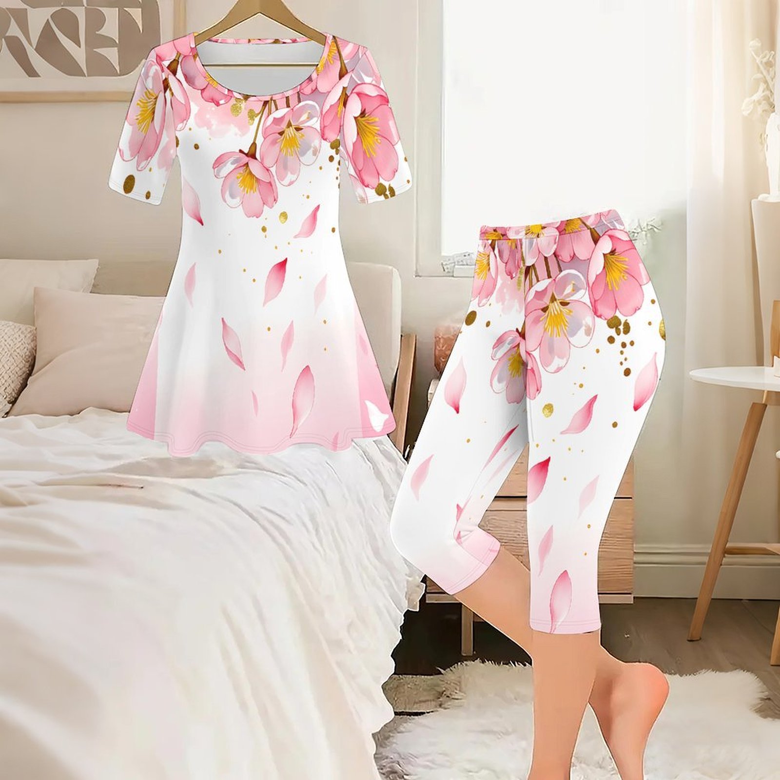 2pcs Vintage Print Two Piece S - Romper Floral Print review and price