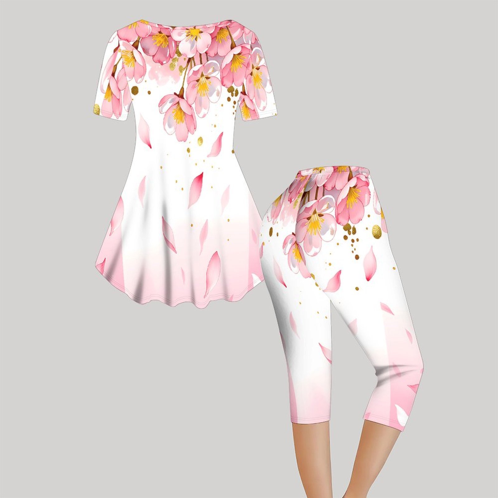 2pcs Vintage Print Two Piece S - Romper Floral Print review and price