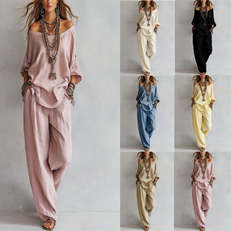 Women's Two-piece Three-quarte - Linen Pant Wide review and price