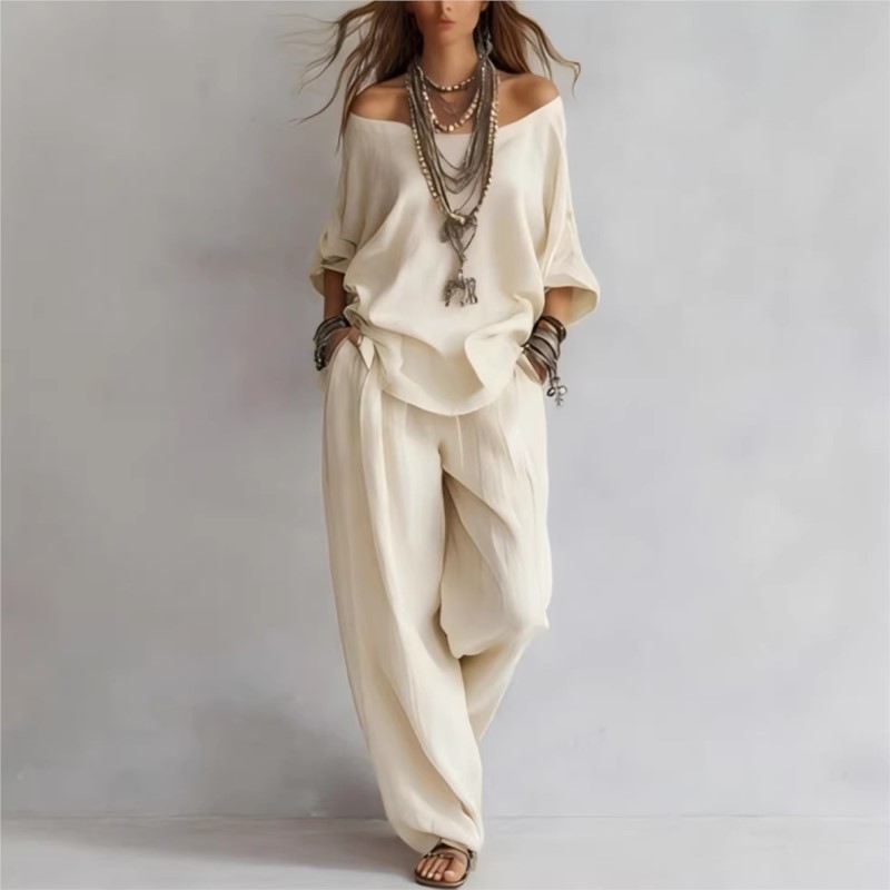 Women's Two-piece Three-quarte - Linen Pant Wide review and price