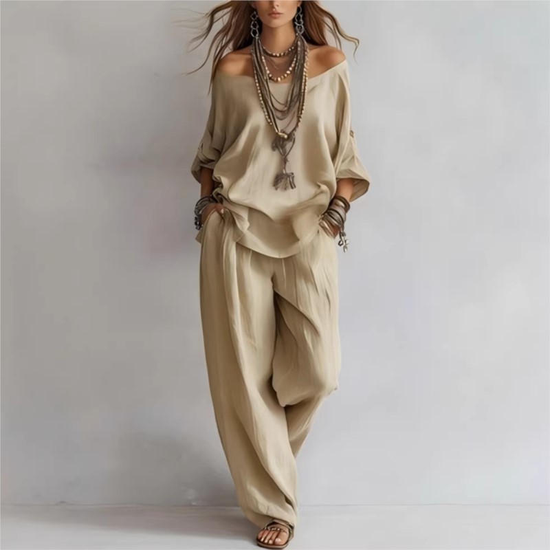 Women's Two-piece Three-quarte - Linen Pant Wide review and price
