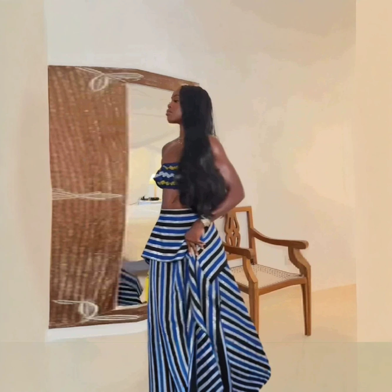 Wind-striped Strapless Dress S - Crop Top Crochet review and price