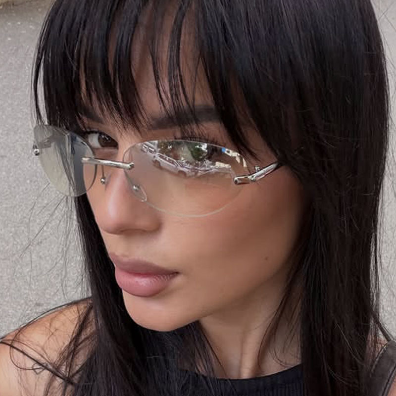 Rimless  Oval Sun Glasses for  - Sunglasses Cat Eye review and price