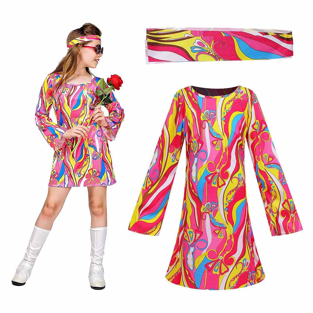 Retro 70s Hippie Dress Headban - Romper Floral Print review and price