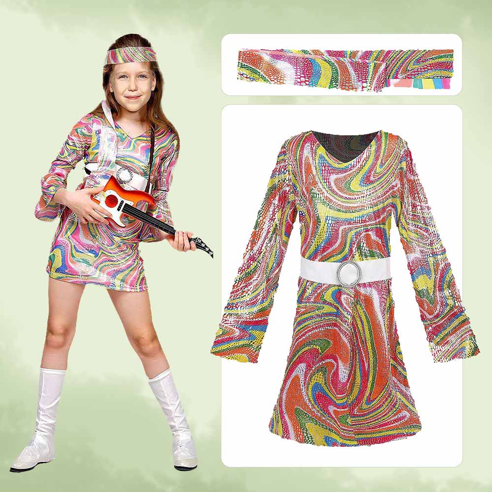 Retro 70s Hippie Dress Headban - Romper Floral Print review and price